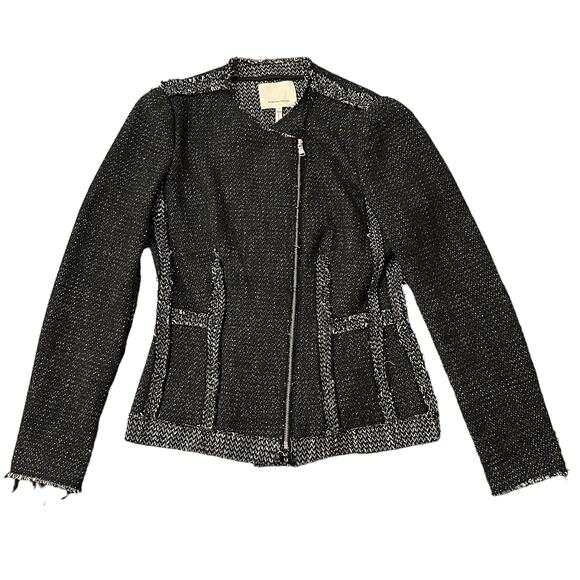 Rebecca Taylor black & cream knit zip-up jacket size 6 - Picture 12 of 12